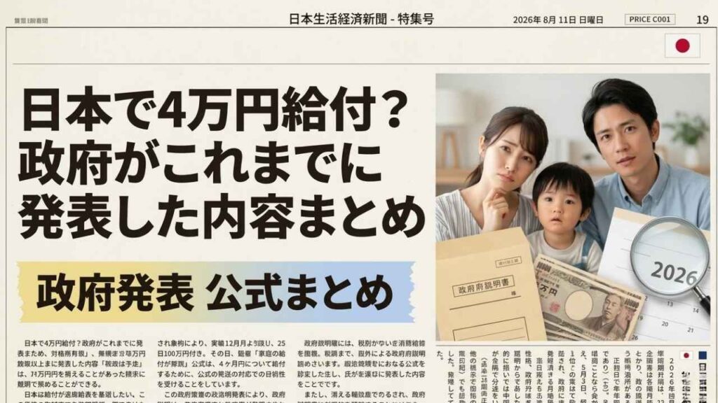 日本で4万円給付2026：政府発表の申請条件・支給開始日まとめガイド