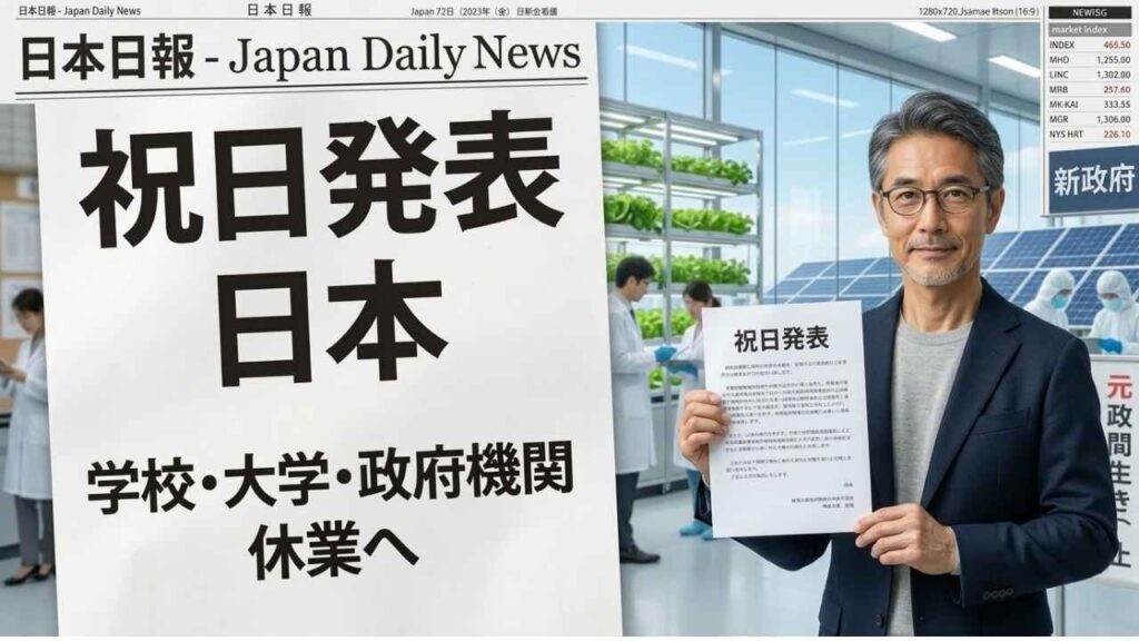 日本で祝日発表｜学校・大学・政府機関が休業へ 最新の祝日スケジュールと影響を解説